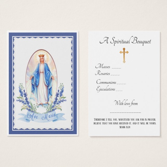 Virgin Mary Spirituele Bouquet Prayer Heilige Kaar Visitekaartjes (Voorkant /achterkant)