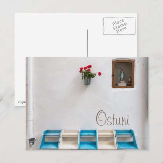 Virgin Mary street altar in Ostuni text briefkaart (Voorkant / Achterkant)