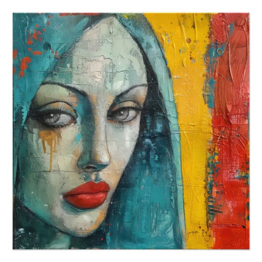 Virgin Mary Street Art Foto Afdruk (Voorkant)