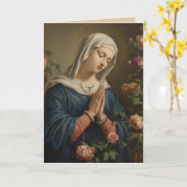 VIrgin Mary Sympathy Gevouwen Wenskaart Kaart (Gele Bloem)