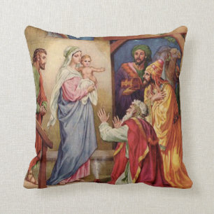 Virgin Mary, Three Kings, Jesus, St. Joseph, Magi Kussen