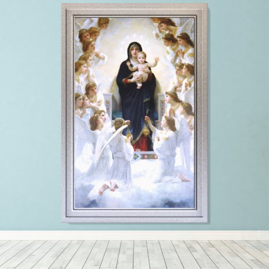 Virgin met Angels door William Adolphe Bouguereau Canvas Afdruk (Insitu (Houten vloer))