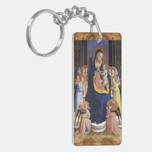 VIRGIN MET KIND, ANGELS EN ZINS, blauw zwart Sleutelhanger (Voorkant Links)