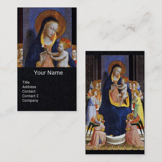 VIRGIN MET KIND, ANGELS EN ZINS Zwart papier Visitekaartje (Voorkant / Achterkant)
