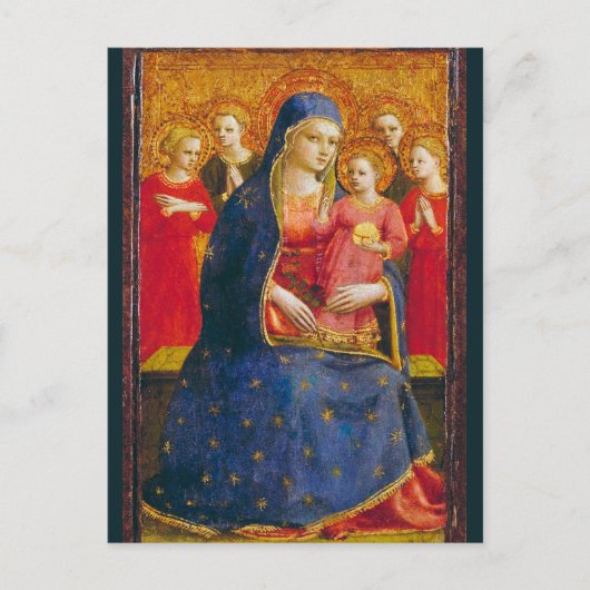 VIRGIN MET KIND, ANGELS Fra Angelico Kerstmis Briefkaart (Voorkant)