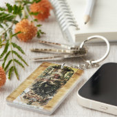 VIRGIN MET KIND, Ave Maria Prayer Parchment Sleutelhanger (Voorkant Rechts)