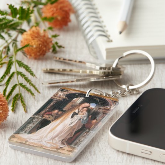 VIRGIN MET KIND, Ave Maria Prayer Parchment Sleutelhanger (Voorkant Rechts)