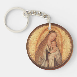 VIRGIN MET KIND Ave Maria Prayer Parchment Sleutelhanger
