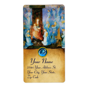 VIRGIN MET KIND - BEZORGDHEID VAN ANGELMONOGRAM ETIKET