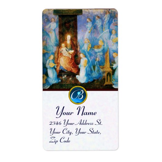 VIRGIN MET KIND - BEZORGDHEID VAN ANGELMONOGRAM ETIKET (Voorkant)