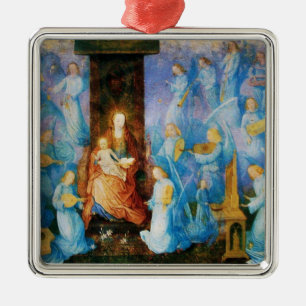 VIRGIN MET KIND - BEZORGDHEID VAN ANGELS, Blauwe s Metalen Ornament
