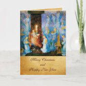 VIRGIN MET KIND - BEZORGDHEID VAN ANGELS,Blauwe sa Feestdagen Kaart (Voorkant)