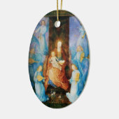 VIRGIN MET KIND - BEZORGDHEID VAN ANGELS,Blauwe sa Keramisch Ornament (Links)