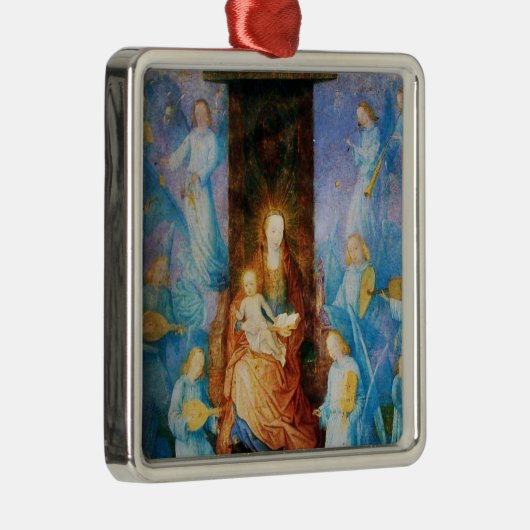 VIRGIN MET KIND - BEZORGDHEID VAN ANGELS,Blauwe sa Metalen Ornament (Rechts)