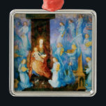 VIRGIN MET KIND - BEZORGDHEID VAN ANGELS,Blauwe sa Metalen Ornament<br><div class="desc">Italiaans laatmeesterwerk uit Beato Angelico ,  Perugia Altarpart - Italië. . Rislatie met een helder 3d-gemstone.</div>