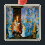 VIRGIN MET KIND - BEZORGDHEID VAN ANGELS,Blauwe sa Metalen Ornament<br><div class="desc">Italiaans laatmeesterwerk uit Beato Angelico ,  Perugia Altarpart - Italië. . Rislatie met een helder 3d-gemstone.</div>