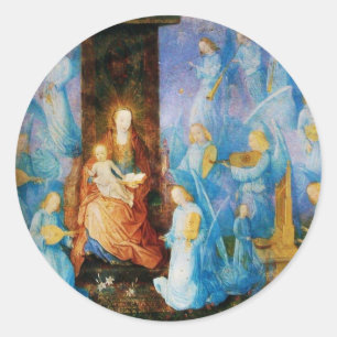 VIRGIN MET KIND - BEZORGDHEID VAN ANGELS RONDE STICKER