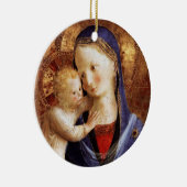 VIRGIN MET KIND, blauw kerstfeest Keramisch Ornament (Rechts)