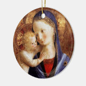 VIRGIN MET KIND, blauw kerstfeest Keramisch Ornament (Links)