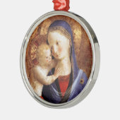 VIRGIN MET KIND, blauw kerstfeest Metalen Ornament (Links)