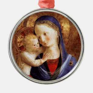 VIRGIN MET KIND, blauw kerstfeest Metalen Ornament