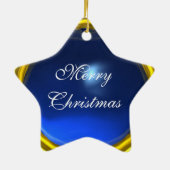 VIRGIN MET KIND, Blauwe Sapphire Keramisch Ornament (Achterkant)