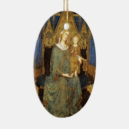 VIRGIN MET KIND, Blauwe Sapphire Keramisch Ornament (Rechts)