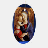 VIRGIN MET KIND, Blauwe Sapphire Keramisch Ornament (Rechts)