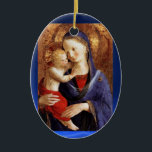 VIRGIN MET KIND, Blauwe Sapphire Keramisch Ornament<br><div class="desc">Italiaanse late middeleeuwse meesterwerk van Fra Beato Angelico Rilaboration met een heldere 3d gemstone.</div>