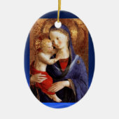 VIRGIN MET KIND, Blauwe Sapphire Keramisch Ornament (Voorkant)