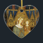 VIRGIN MET KIND, Blauwe Sapphire Keramisch Ornament<br><div class="desc">Maestà is een klassiek meesterwerk van het Italiaanse late middeleeuwse schilderij .Simone Martini was een belangrijke figuur In de ontwikkeling van het vroege Italiaanse schilderij en beïnvloedde in hoge mate de ontwikkeling van de internationale gotische stijl.Fotografie en digitale behandeling voor beter afdrukken door Bulgan Lumini .Madonna met een kind in...</div>