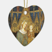 VIRGIN MET KIND, Blauwe Sapphire Keramisch Ornament (Links)