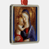 VIRGIN MET KIND, Blauwe Sapphire Metalen Ornament (Rechts)