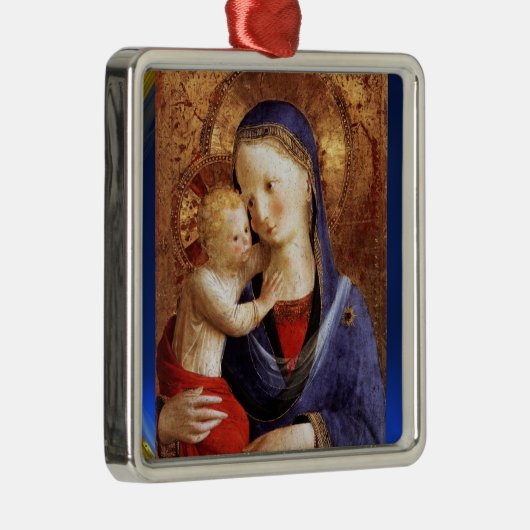 VIRGIN MET KIND, Blauwe Sapphire Metalen Ornament (Rechts)