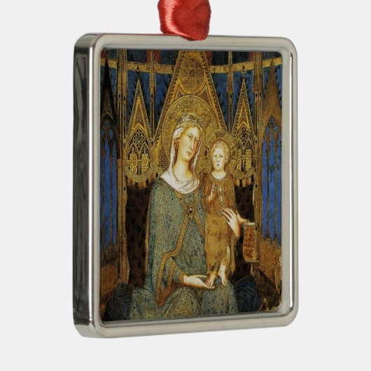 VIRGIN MET KIND, Blauwe Sapphire Metalen Ornament (Rechts)