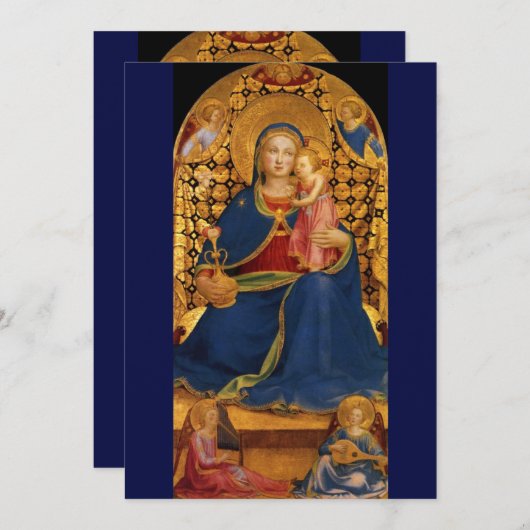 VIRGIN MET KIND EN ANGELS, blauw goud Kaart (Voorkant / Achterkant)