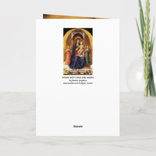 VIRGIN MET KIND EN ANGELS, blauw saffier Feestdagen Kaart (Achterkant)