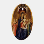 VIRGIN MET KIND EN ANGELS, blauw saffier Keramisch Ornament (Rechts)