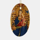 VIRGIN MET KIND EN ANGELS, blauw Sapphire Gem Keramisch Ornament (Rechts)