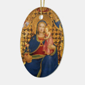 VIRGIN MET KIND EN ANGELS, blauw Sapphire Gem Keramisch Ornament (Links)