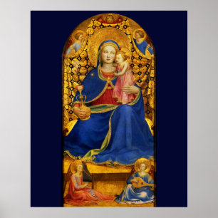 VIRGIN MET KIND EN ANGELS DOOR FRA ANGELICO Blue Poster
