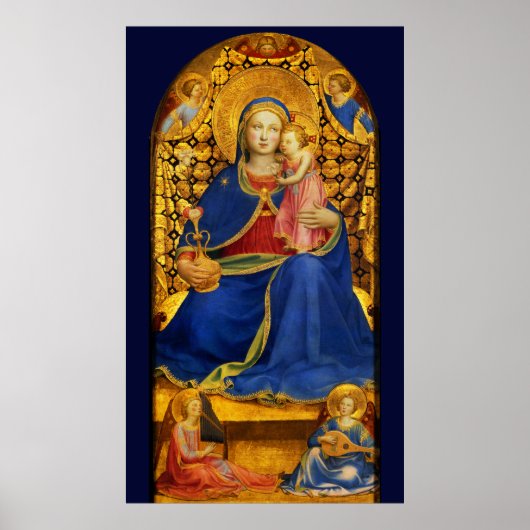 VIRGIN MET KIND EN ANGELS DOOR FRA ANGELICO Blue Poster (Voorkant)