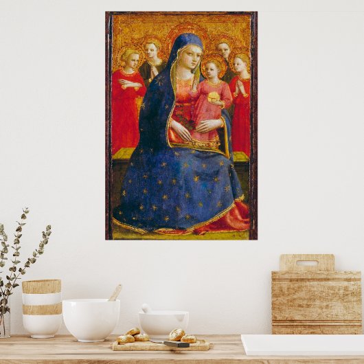 VIRGIN MET KIND EN ANGELS Fra Angelico Poster (Keuken)
