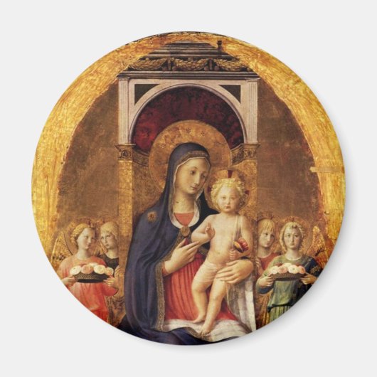 VIRGIN MET KIND EN ANGELS MAGNEET (Voorkant)