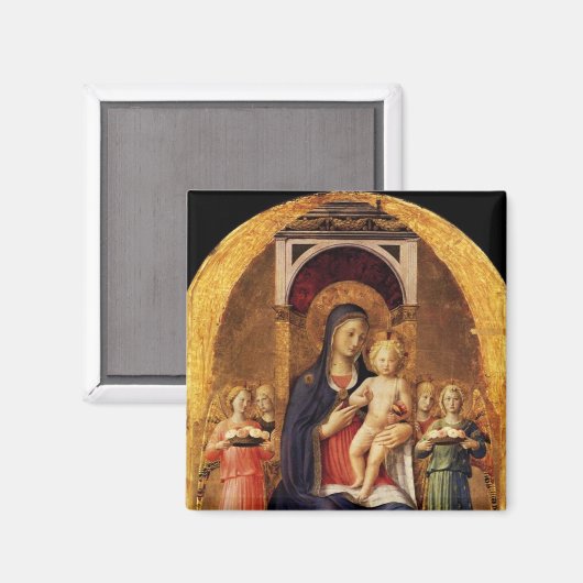 VIRGIN MET KIND EN ANGELS MAGNEET (Voorkant / Achterkant)