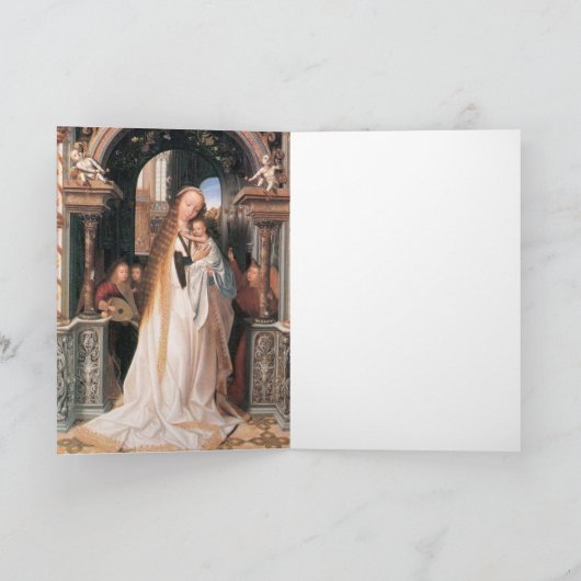 VIRGIN MET KIND EN ANGELS MERRY CHRISTMAS FEESTDAGEN KAART (Binnen)