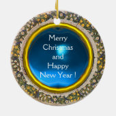 VIRGIN MET KIND EN ANGELS Rondblauw saffier Keramisch Ornament (Achterkant)