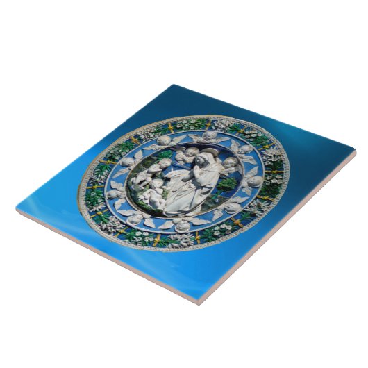 VIRGIN MET KIND EN ANGELS TEGELTJE (Zijkant)