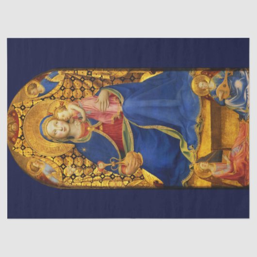 VIRGIN MET KIND EN ANGELS VAN Fra Angelico, Blauw Tissuepapier (Voorkant)