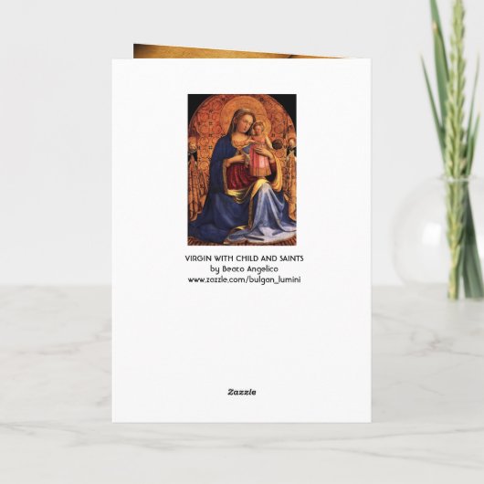 VIRGIN MET KIND EN ZINTEN, Blauw saffier Feestdagen Kaart (Achterkant)